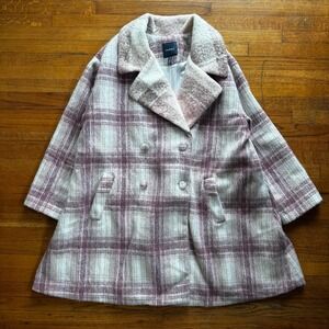 ModCloth Womens Pink Plaid Wool Blend Double Breasted Pea Coat Plus‎ Size 4X